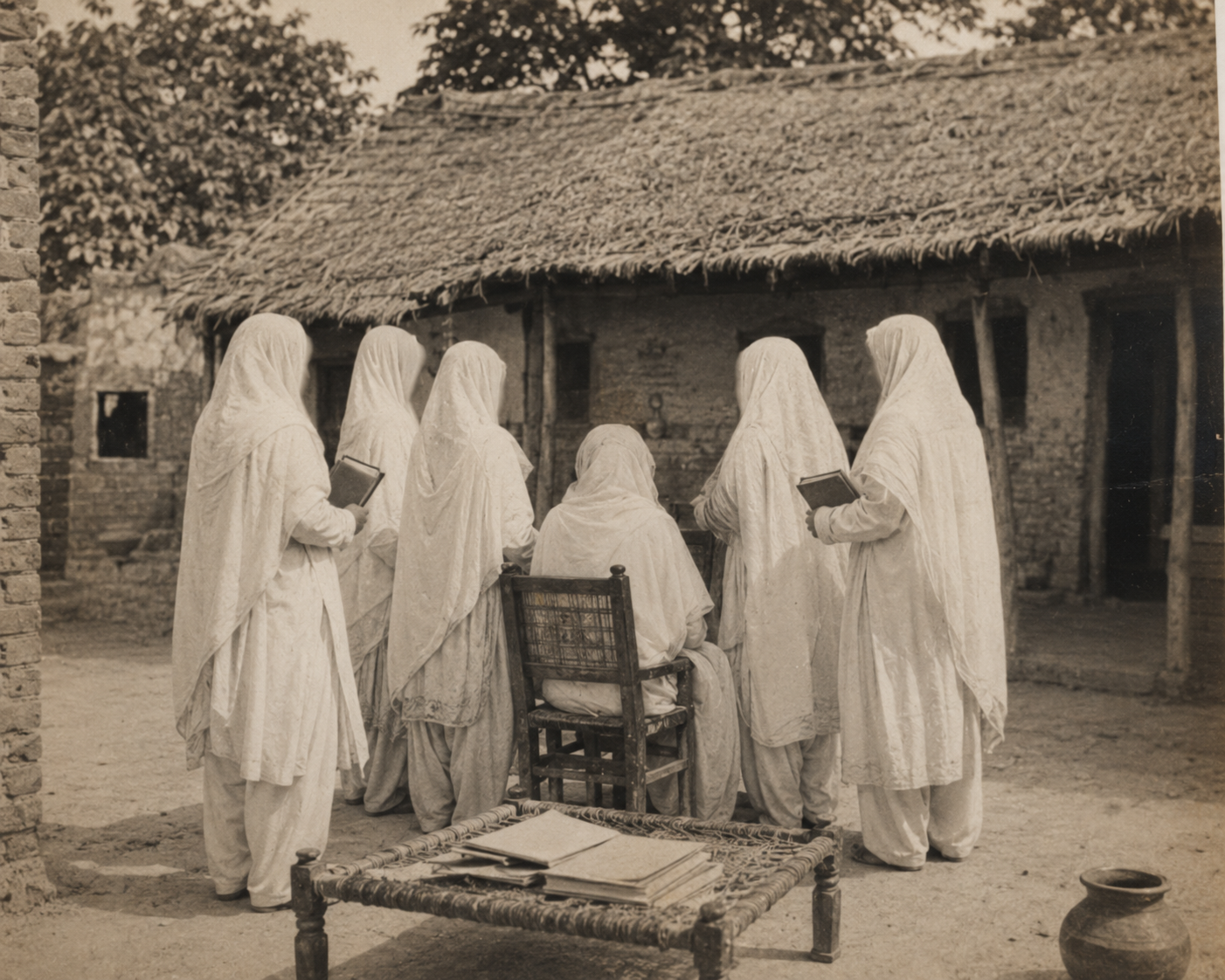 Madrasa Niswa Tambour 1943 — Sacred circle of knowledge, students shown from behind